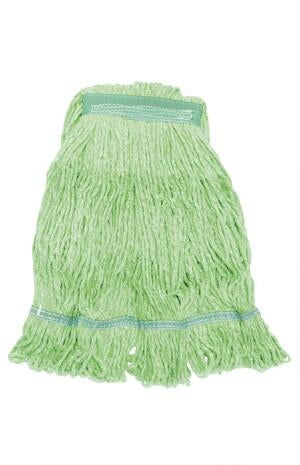 Looped End Wet Mop, Green, 5" headband, #16 Medium