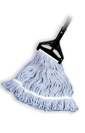 Looped End Wet Mop, Blue, 1-1/4" headband, #24 Large