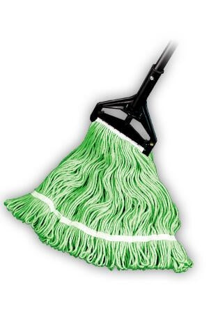 Looped End Wet Mop, Green, 1-1/4" headband, #24 Large