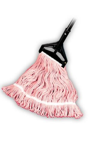 Looped End Wet Mop, Red, 1-1/4" headband, #24 Large