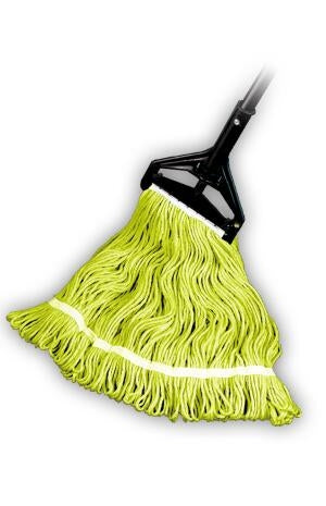 Looped End Wet Mop, Yellow, 1-1/4" headband, #24 Large